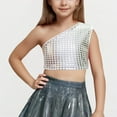 thumbnail image 2 of Timegard Baby Clothes for Girl 1 Shoulder Sleeveless Sparkly Crop Top Tee Hip Hop Dance Costume Streetwear, 2 of 4