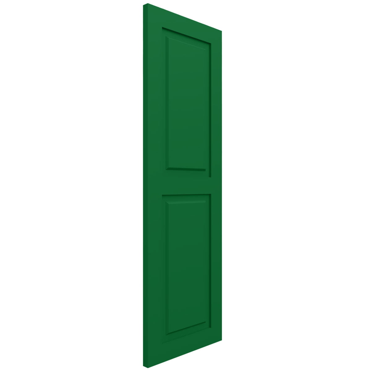 Ekena Millwork 15"W x 48"H True Fit PVC Two Equal Raised Panel Shutters, Viridian Green (Per Pair - Hardware Not Included)
