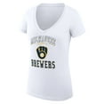 thumbnail image 2 of Women's G-III 4Her by Carl Banks White Milwaukee Brewers Super-Slim Fit Lightweight Team Logo Graphic V-Neck T-Shirt, 2 of 5