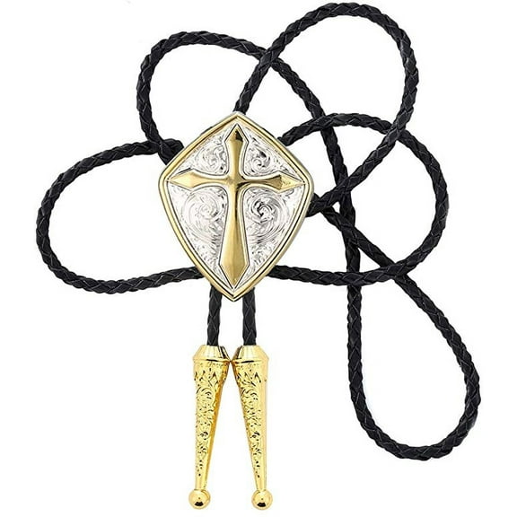 Vintage White Crack Triangle Bolo Tie for Men with Silver Bolo Tie Tips