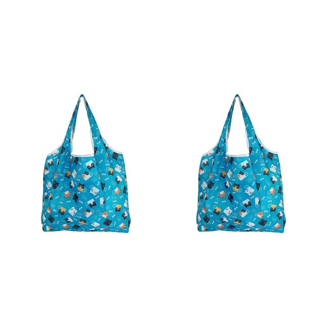 Guardurnaity Bolsa de almacenamiento de gran capacidad, bolsas de compras, resistente, portátil, plegable, de poliéster, bolsa de regalo, Animal azul 2piezas