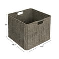thumbnail image 2 of Household Essentials Square Woven Basket, Paper Rope Cube with Stainless Steel Handles, Intricate and Durable Weave, Sturdy Metal Frame, Grey, 2 of 8
