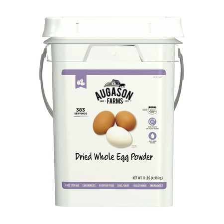 Augason Farms Dried Whole Egg Powder Emergency Food Supply 11 Pound 4-Gallon Pail 383 Servings