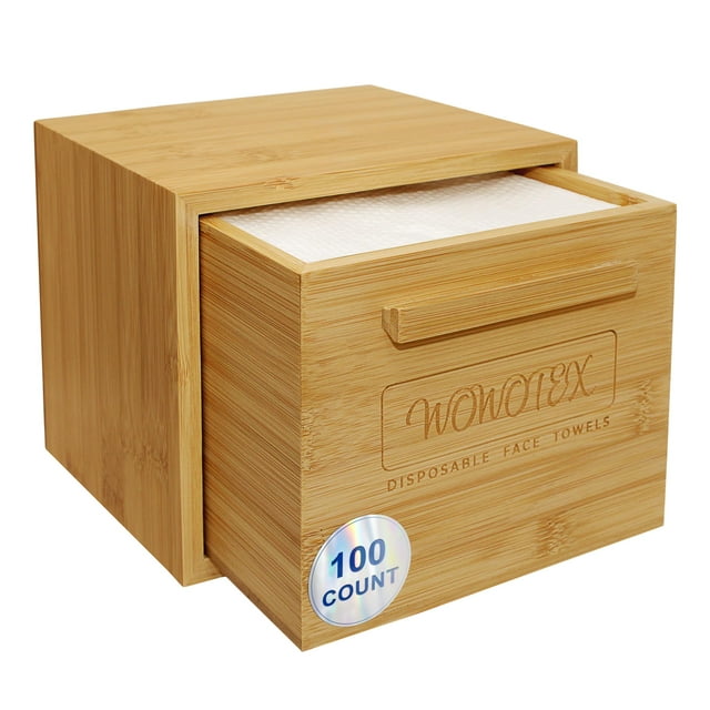 Recipiente para toallas WOWOTEX Luxe Bamboo con 100 toallas biodegradables