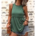 thumbnail image 2 of Camiseta sin mangas con cuello redondo, camiseta sin mangas con costuras de encaje de color liso para mujer, citas de verano, 2 of 8