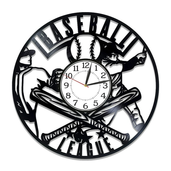 Kovides Baseball Birthday Gift Idea Sport Vinyl Clock 12 Inch Baseball Original Home Decor Sport Vinyl Record Wall Clock Baseball Handmade Clock for Man and Woman