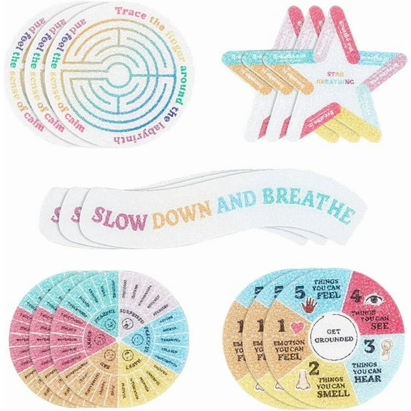 2 Sets Anxiety Sensory Stickers Fidget Textured Stickers Calm Stickers Sensory Strips Breathing Tactile Rough Textured Adhesives Fidget Relief Stocking Stuffers for Desk Phone Student