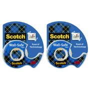 Scotch Wall Safe Tape Dispenser .75 in x 650 in Transparent, 2 Pack