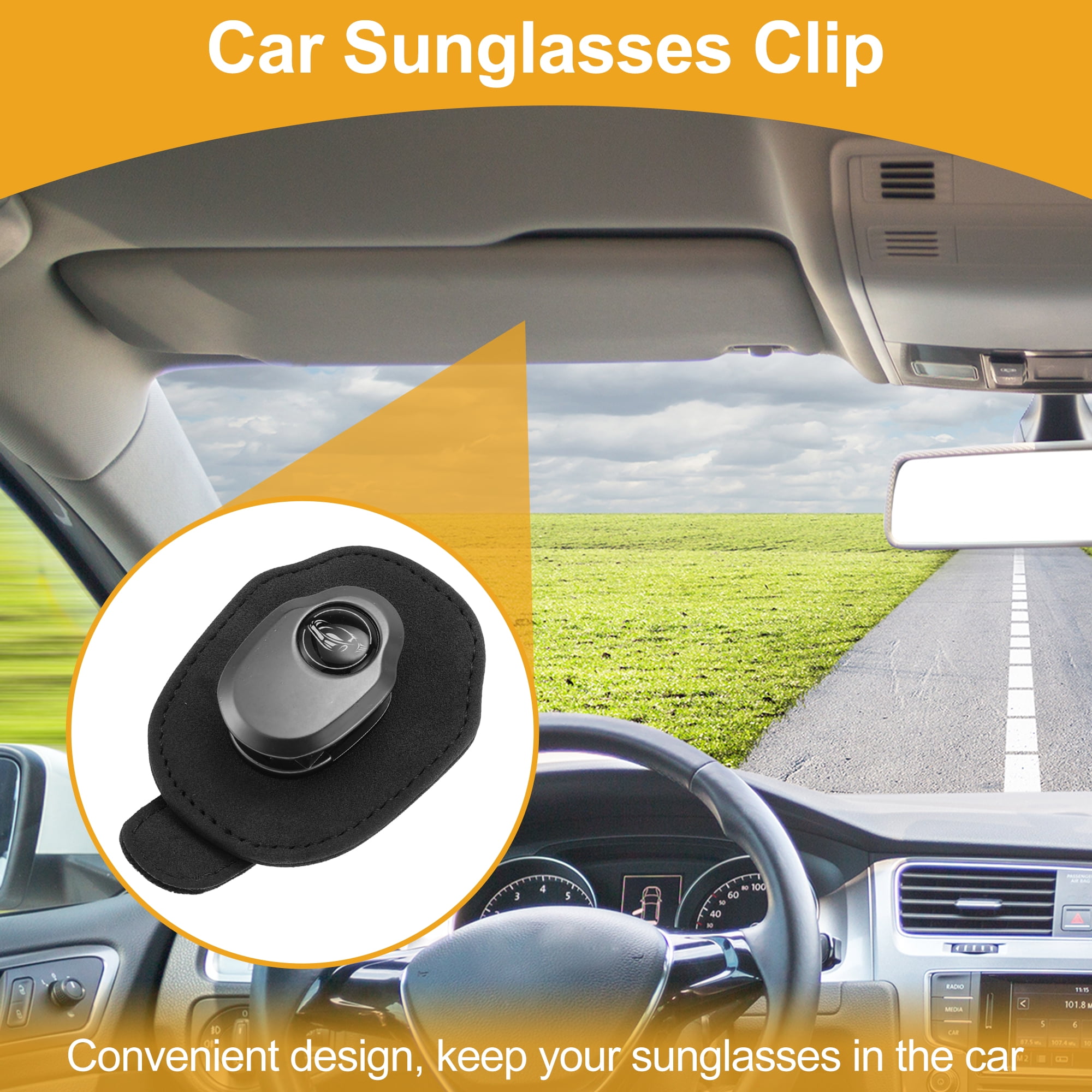 Unique Bargains Car Sunglasses Clip Universal Sun Visor Holder for Car Suede Metal Black