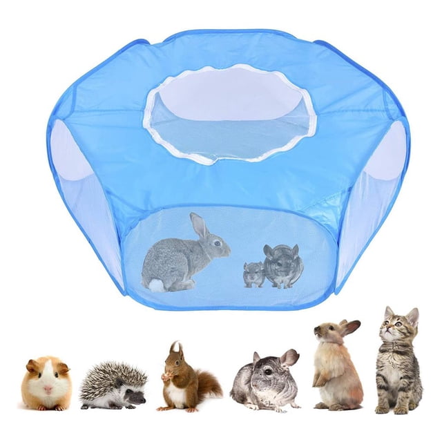 Greeniant Cerca plegable para juegos de mascotas pequeñas, corralito para mascotas con cubierta, tienda de campaña para ejercicios de animales pequeños Suministros para perros Azul Greeniant PT001544-01
