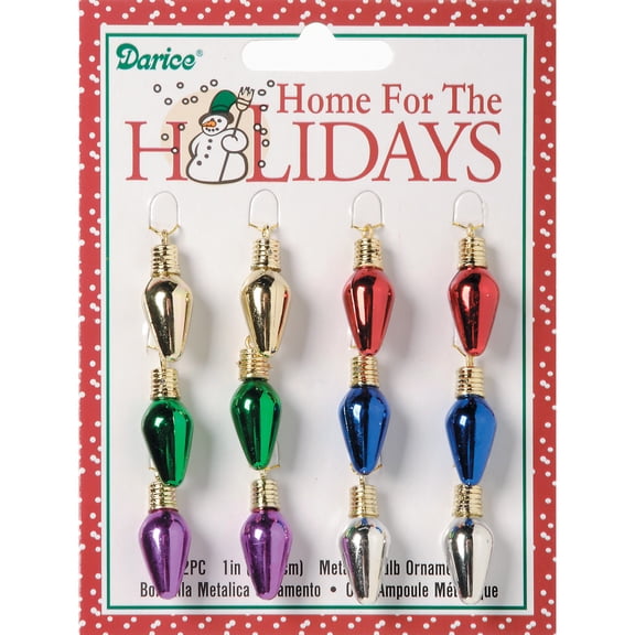 Plastic Metallic Christmas Tree Bulbs 1" 12/Pkg-Flame - Multicolor, Pk 6, Darice