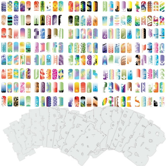 Custom Body Art Airbrush Nail Stencils - Design Series Set # 4 includes 20 Individual Nail Templates with 16 Designs