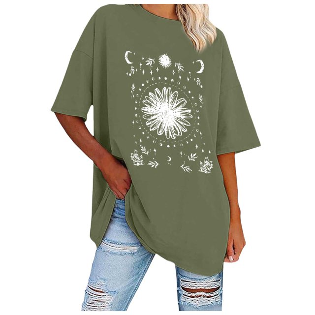 YDLCAFD Button Down Shirts for Women Work Pattern Women Oversized Loose Crew Neck Short Sleeve T Shirts Summer Tops Shirt Tops Women Printed Casual Tops Blouse