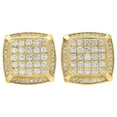 thumbnail image 2 of 10K Yellow Gold Round Cut Diamond Studs Halo Frame Square 14mm Earrings 1.34 Ct., 2 of 5