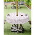 thumbnail image 4 of Outdoor Tablecloth with Umbrella Hole and Zipper 60R Pink Flowers Branches Pattern Table Cover for Round Tables Waterproof Tabletop Collection for Patio Garden Picnic Camping, 4 of 6