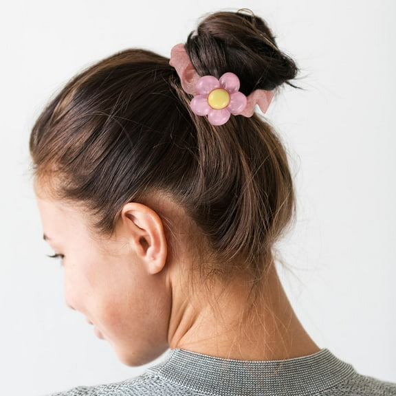 MLINS 4pcs Elastic Hair Ties For Girls Cute Flower Toddler Hair Ties Flower Hair Band Ponytail Holders Elastic Hair Scrunchies Bands For Girls