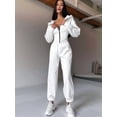 thumbnail image 4 of Women 2 Piece Outfits Zip Up Crop Hoodies SweatPants Lounge Matching Sweat Set Winter Trendy Clothes White M, 4 of 8