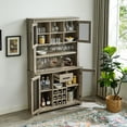 thumbnail image 6 of Home Source Jill Zarin 70.8'' Tall Cabinet in Grey Wash Finish with Mesh Doors, 6 of 10