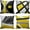 Yellow and Grey, variant on Set of 4 Yellow Throw Pillow Covers Modern Abstract Black Grey Stripes Gray White Acrylic Bold Decorative Pillow Cases Home Decor Square 16x16 Inches Pillowcases