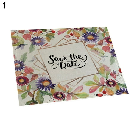 

Baiwo 42 x 32cm Flower Letter Print Heat Insulation Placemat Bow Dish Pad Table Decor