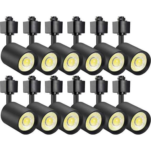 VANoopee 12-Pack 10W Dimmable LED Track Lighting Heads H Type Track Light Replacement Fixtures Bright 4000K Neutral White Ceiling Spotlight for Accent Task Art, Flicker Free CRI90  24° 800lm Black