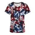 thumbnail image 4 of EGNMCR 4th of July Scrub Tops for Women Short Sleeve Independence Day Nursing Uniform V Neck Holiday Funny Tunic Blouse Workwear Blouse T shirt with Pockets Summer, 4 of 5