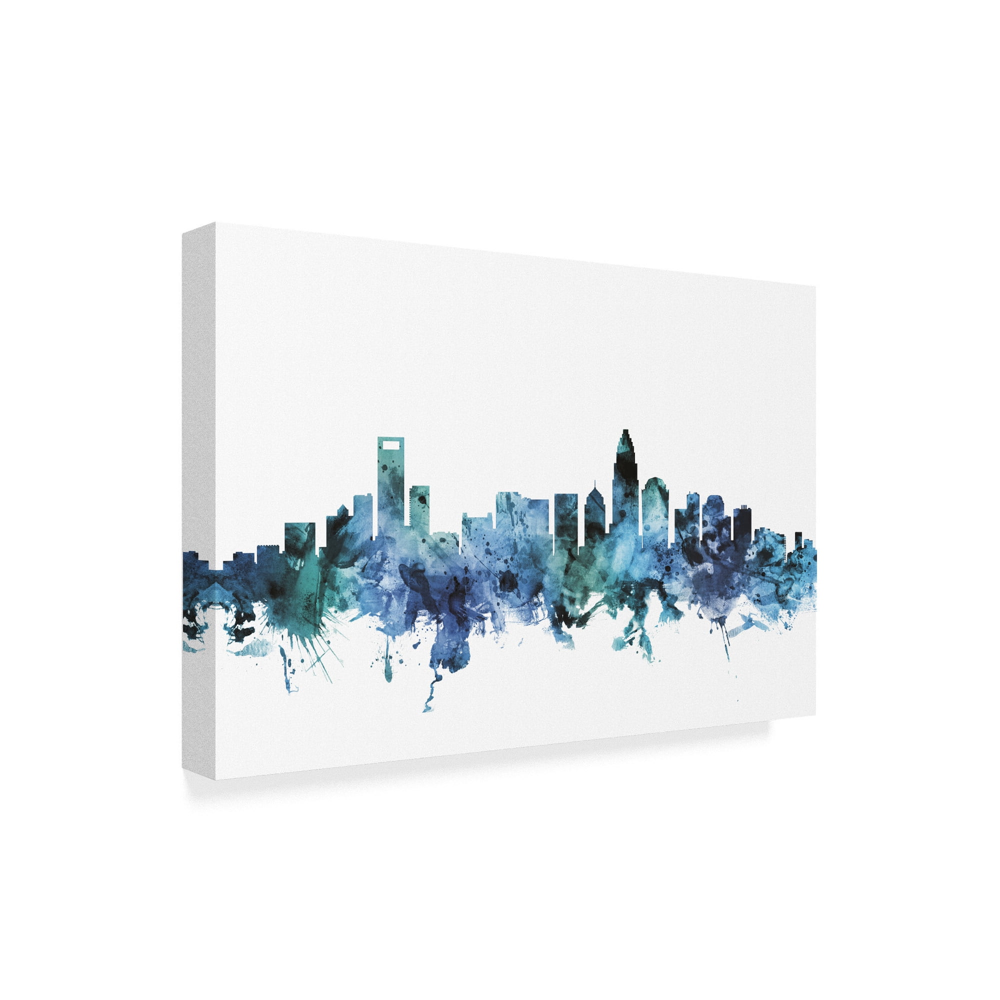 Trademark Fine Art 'Charlotte NC Blue Teal Skyline' Canvas Art by Michael Tompsett