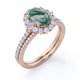 thumbnail image 4 of JeenMata Anillo de Bodas con Diseño Pavé Ágata Verde Musgo Opaca Natural de 2 Quilates en Forma de Huevo: Conjunto de Anillos de Boda con Halo: Baño de Oro Rosa de 18 K sobre Plata, 4 of 6