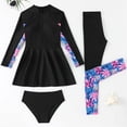thumbnail image 5 of Toddler Swimsuit Girl Girl's Long Sleeve Rash Guard Two Piece Swimsuits with Shorts and Pants Girls' Swimwear Black 9-10 Years, 5 of 8