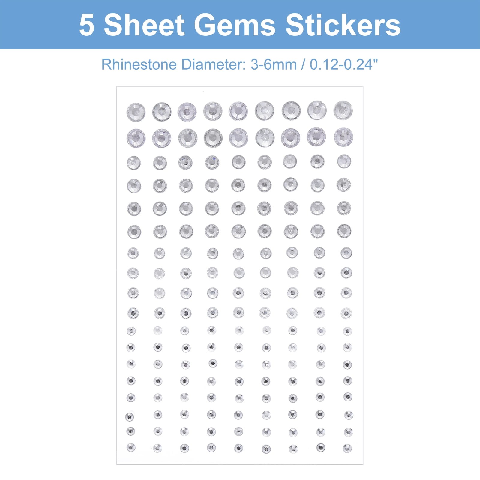 Unique Bargains Stylish Rhinestone Stickers Self Adhesive Acrylic Bling Face Gems Clear