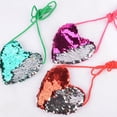 thumbnail image 2 of Jiibva Sequined Heart Mini Shoulder Bag with Adjustable Strap, Small PU Purse for Everyday Essentials(Turkish blue silver), 2 of 5