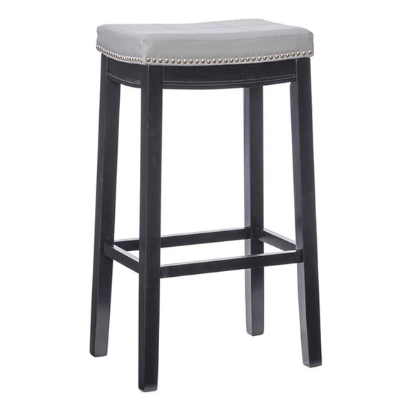 Riverbay Furniture 30" Backless Wood Bar Stool in Gray and Black