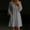Gray women v neck 3/4 sleeve dress a1, variant on Women's V Neck 3/4 Sleeve Mini Casual Solid Boho A-Line Vacation Dresses Lightweight Flowy Summer Party Dresses, Red XL