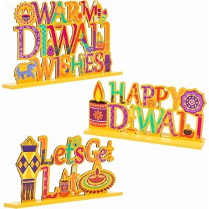 3 Piece Diwali Wooden Table Centerpieces Happy Diwali