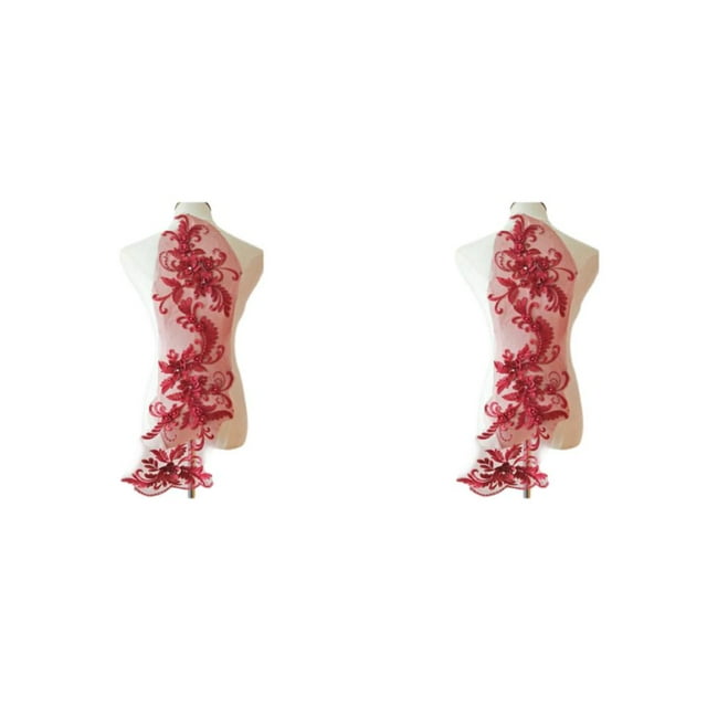 Youkk Add Touch Of Sophistication With Lace Applique Patch Clothing Suitable Wine red 2Set