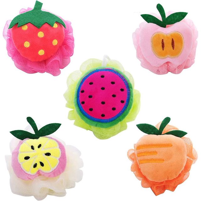 5 Espuma de baño Esponja de baño suave Bola de baño Baño Loofah Forma Malla Exfoliante Cojín Cuerpo Puff Exfoliante Cojín 5pcs-multicolor JAMW Sencillez