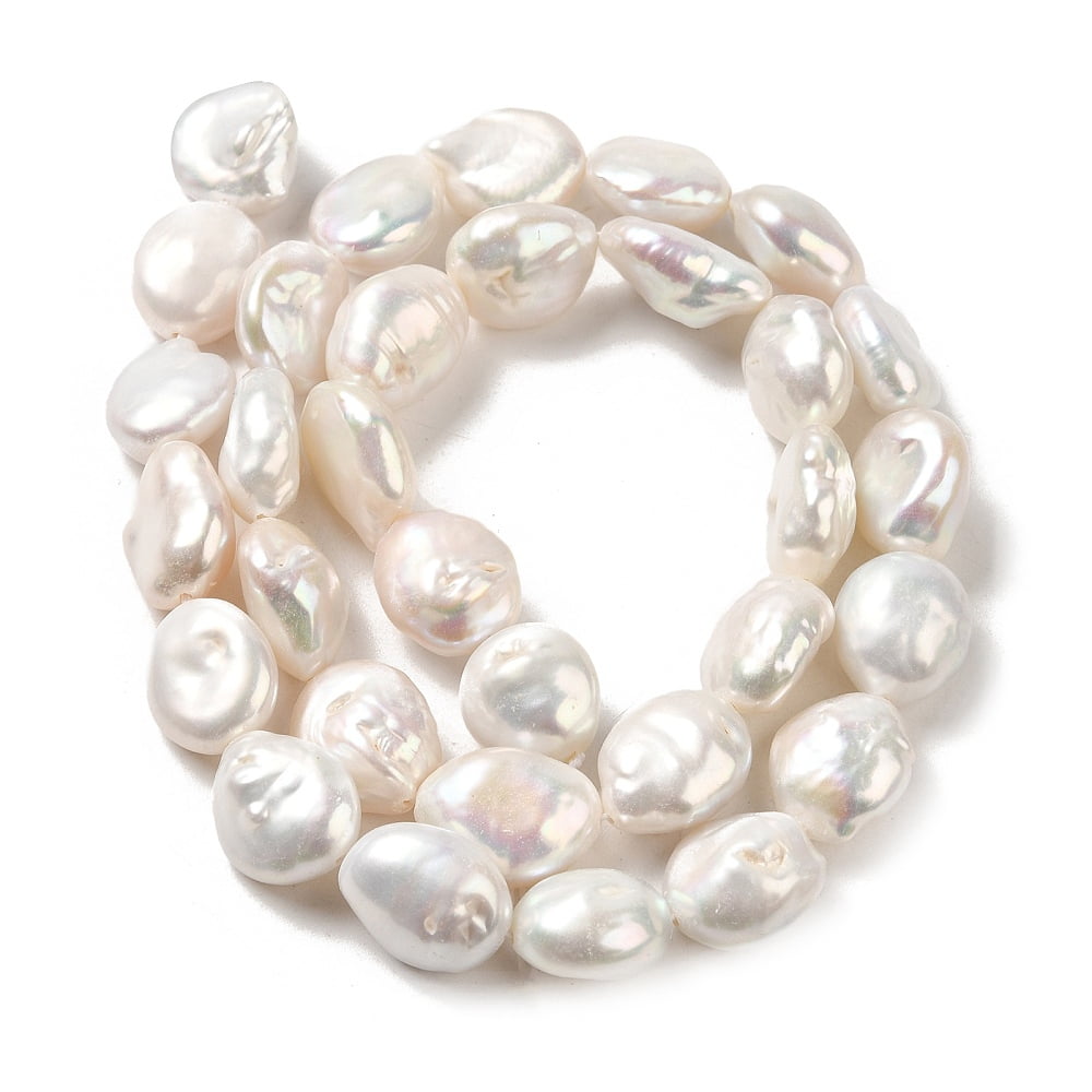 Baroque Pearl Keshi Pearl Beads Strands Cultured Freshwater Pearl Button Grade 3A+ Old Lace 11.5~12x10~11x5.5~7mm