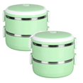 thumbnail image 1 of Oleegame 2PC Produce Storage Thermal Lunch Box Stackable Hot Food Insulated Box 304 Stainless Steel Round Lunchbox Sealed Food Containers Stackable Thermal Lunch Box Thermal Lunchbox Green, 1 of 4