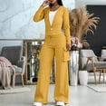 thumbnail image 6 of Qiopertar Women's Casual 2 Piece Outfit Long Sleeve Button Down Cardigan and Loose Wide Leg Cargo Pants with Pockets Tracksuit Set Lounge Travel Comfy Relaxed Oversized, Yellow M, 6 of 7