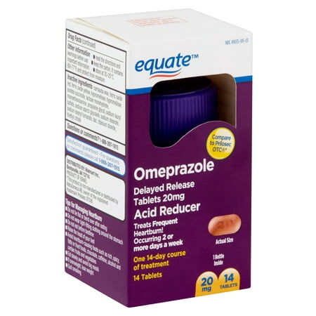 Equate Omeprazole Delayed Release Tablets, 20 mg, 14