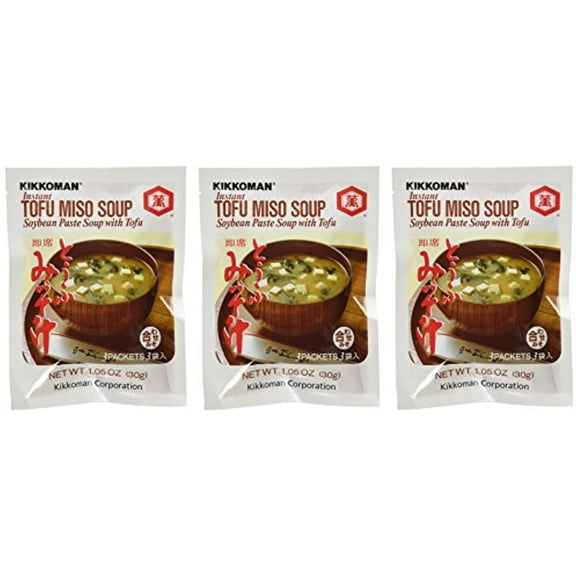 Kikkoman Instant Tofu Miso Soup (Soybean Paste Soup With Tofu) -(9 Pockets In 3 Packs) (3.15 Oz)