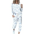 thumbnail image 2 of Viikei Women's Sleepwear & Lounge Set Relaxed Fit Pajama-Style,Women Winter Letter Print Round Neck Long Sleeve Trousers Casual Home Wear Suit Pajams Sets White XXL, 2 of 5