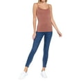 thumbnail image 2 of Juniors Solid Plain Adjustable Spaghetti Strap Layering Cropped Camisole Tank Top (Toffee, M), 2 of 4