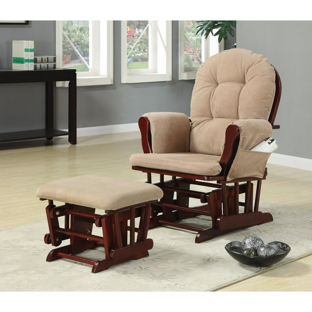 Chicly Elegant Glider Chair With Ottoman, Brown - Walmart.com - Walmart.com