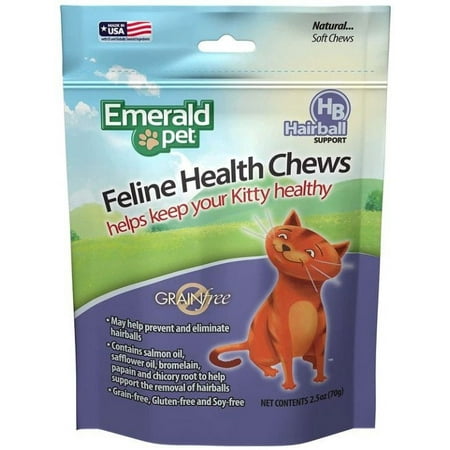 UPC: 0853258004432 | Emerald Pet Feline Health Chews Hairball Support