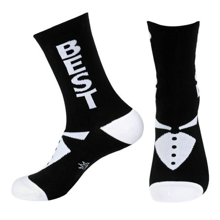Unisex-Adult Funny Groom Wedding Party Black And White Crew Socks - Best