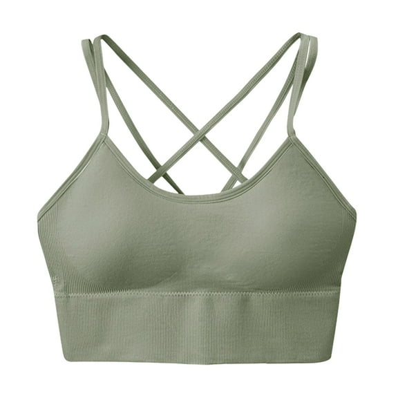 TTUHYWXI Women's Sports Bra High Support Cross Back Yoga Bra Sexy Wireless Padded Bras Supportive Workout Tops with Padding (Green, XL)