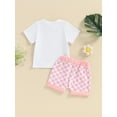 thumbnail image 3 of FEORJGP Toddler Baby Girls Shorts Set 3M 6M 12M 18M 2T 3T Infant Short Sleeve T-shirt Letters Print Shirt Crew Neck Tops with Plaid Shorts Kids Cute Fashion Summer 2-piece Daily Outfit, 3 of 8