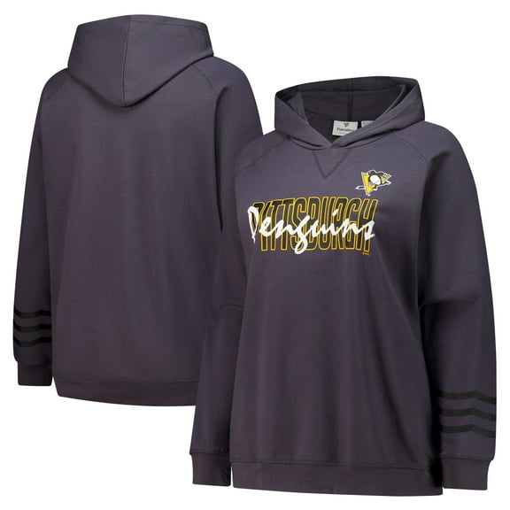 Women's Fanatics Charcoal Pittsburgh Penguins Plus Size Lightweight Fleece Raglan Pullover Hoodie