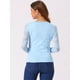 thumbnail image 4 of Top de encaje Allegra K Con Bordado de Flores y mangas largas transparentes Azul claro M, 4 of 6